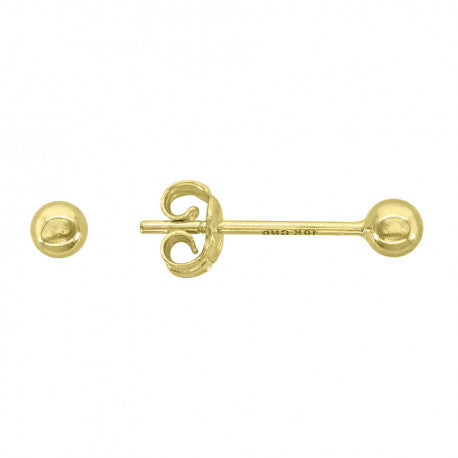 10Kt  Yellow Gold 3mm Unisex Plain Ballstud Earring