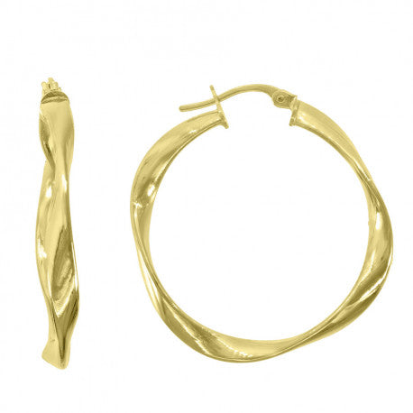 10kt Yellow Gold Womens Twisted Hoop Earrings