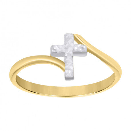 10kt Two-Tone Gold Womens Cross Religious Ring