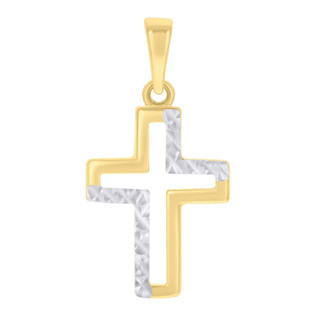 10kt Two-tone Gold Unisex Cross Religious Charm Pendant