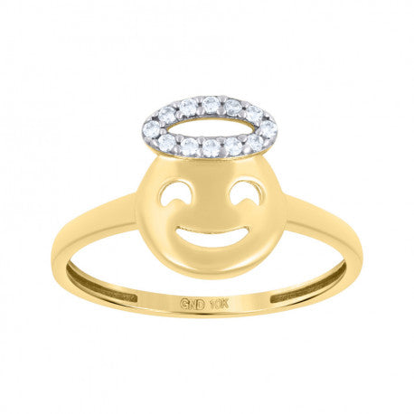 10kt Two-Tone Gold Womens Cubic-Zirconia Angel Symbol Ring