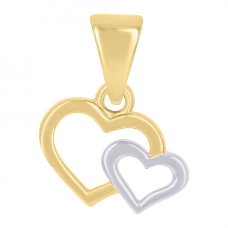 10kt Two-tone Gold Womens Double Heart Charm Pendant