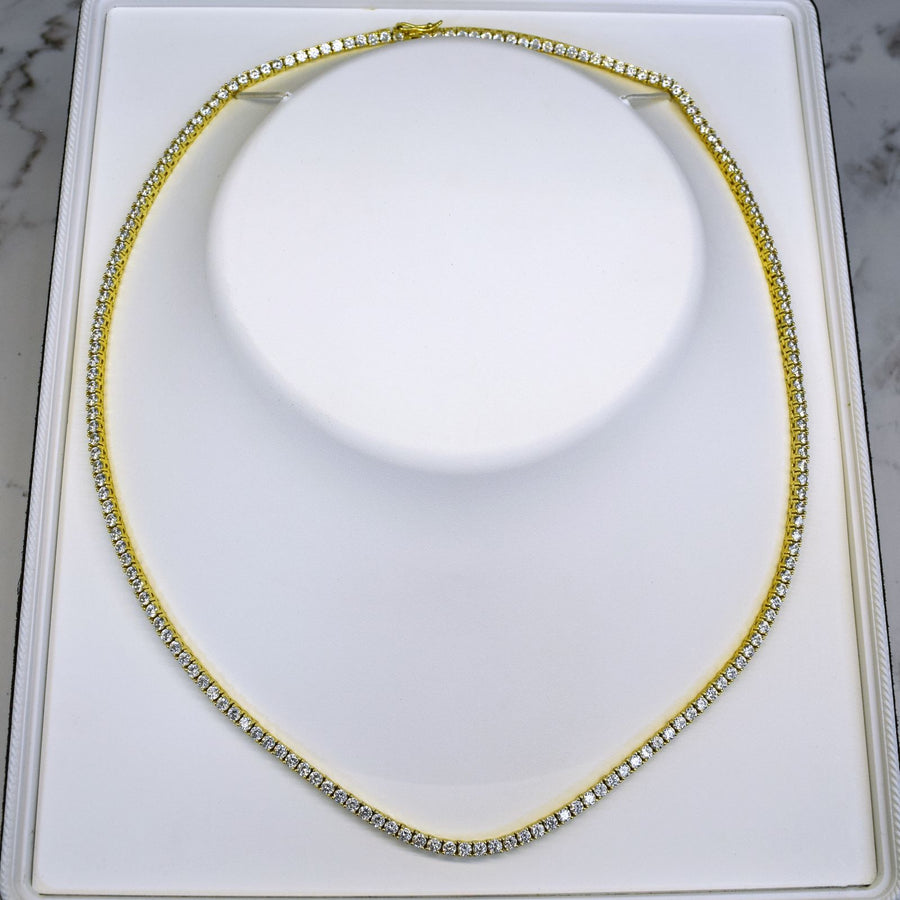 Yellow 925 Silver 4 Prong Unisex New Style Tennis Chain (5A Quality CZ Stones) 18”-24” length #75499