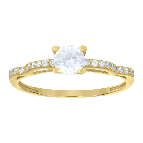 10kt Yellow Gold Womens Cubic-Zirconia Fashion Ring