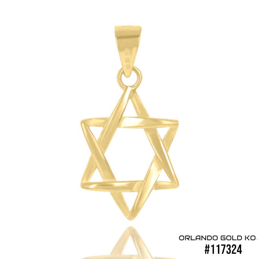 925 Solid Silver Yellow-Tone Gold Vermeil Unisex Star Of David Religious Symbol Charm Pendant #117324
