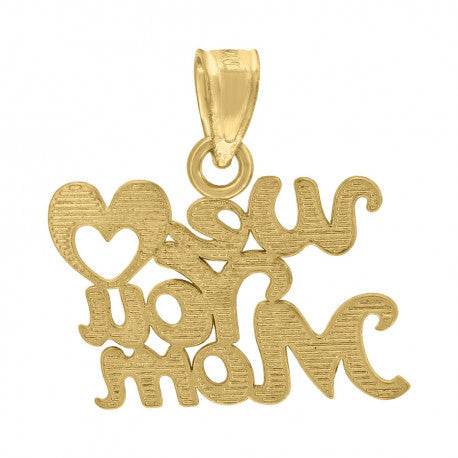 10kt Gold Two-Tone Womens We Love You Mom Heart Charm Pendant