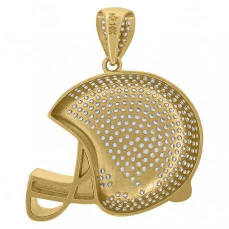 10kt Yellow Gold Mens Cubic Zirconia Football Helmet Charm Pendant