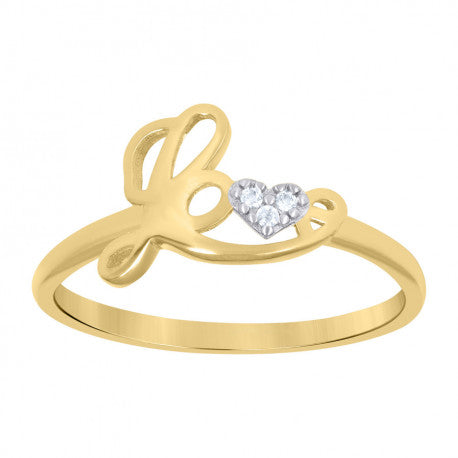 10kt Two-Tone Gold Womens Cubic-Zirconia Love Heart Love Ring