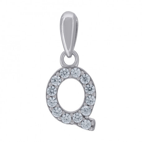 925 Solid Silver Unisex Micro Initial Charm Pendant (5A Round Cut CZ Stones) Alphabet Letters A-Z