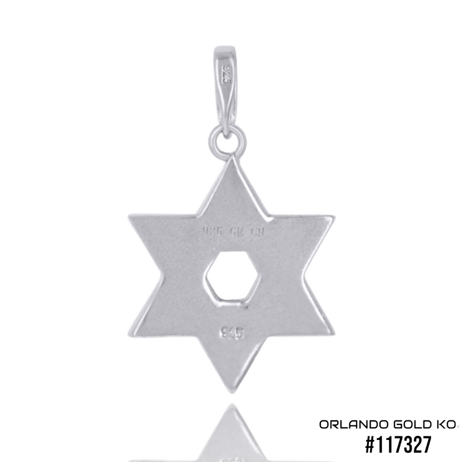 925 Solid Silver Unisex Cubic-Zirconia Enamel Star Of David Symbol Religious Charm Pendant #117327