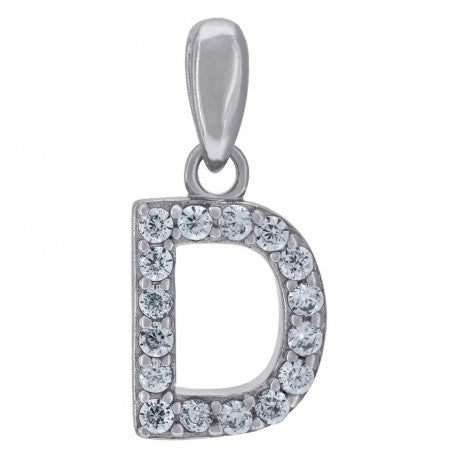 925 Solid Silver Unisex Micro Initial Charm Pendant (5A Round Cut CZ Stones) Alphabet Letters A-Z