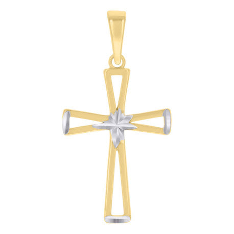 10kt Two-tone Gold Unisex Cross Religious Charm Pendant