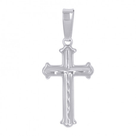 925 Solid Silver Unisex Fleur De Lis Cross Religious Charm Pendant 111116