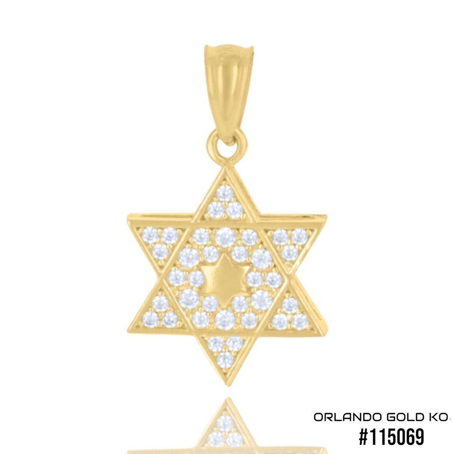 10kt Yellow Gold Unisex Cubic-Zirconia Star Of David Symbol Religious Charm Pendant #115069