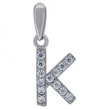 925 Solid Silver Unisex Micro Initial Charm Pendant (5A Round Cut CZ Stones) Alphabet Letters A-Z