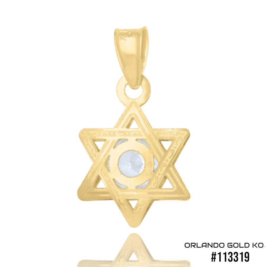 14kt Yellow Gold Mens Star Of David Religious Symbol Charm Pendant #113319