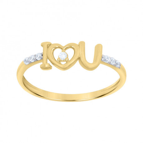 10kt Two-Tone Gold Womens Cubic-Zirconia I Love U Heart Love Ring