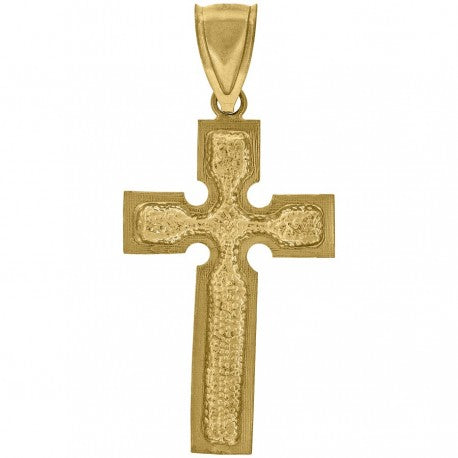 10kt Yellow Gold Unisex Nugget Cross Religious Charm Pendant