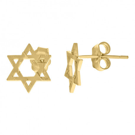 10kt Yellow Gold Mens Religious Star Of David Stud Earrings