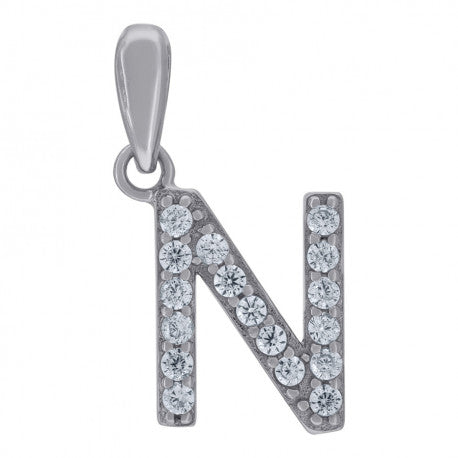 925 Solid Silver Unisex Micro Initial Charm Pendant (5A Round Cut CZ Stones) Alphabet Letters A-Z