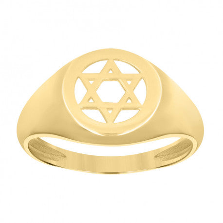 10kt Yellow Gold Womens Star Of David Symbol Religious Ring