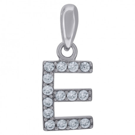 925 Solid Silver Unisex Micro Initial Charm Pendant (5A Round Cut CZ Stones) Alphabet Letters A-Z