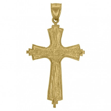 10kt Yellow Gold Unisex Diamond-Cut Cross Religious Charm Pendant