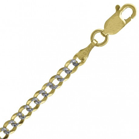 10kt Two-tone Gold Unisex Solid Pave Cuban Chain 3mm 18 To 24 Inches