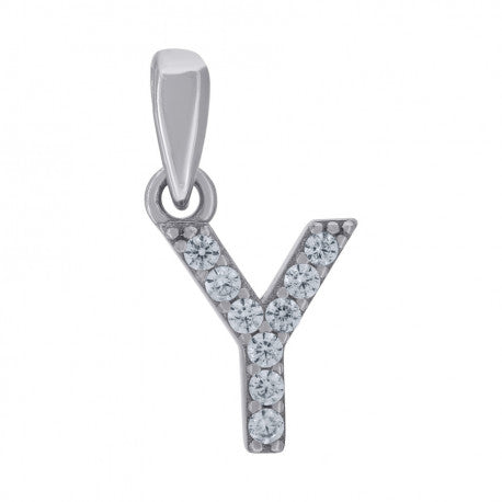 925 Solid Silver Unisex Micro Initial Charm Pendant (5A Round Cut CZ Stones) Alphabet Letters A-Z