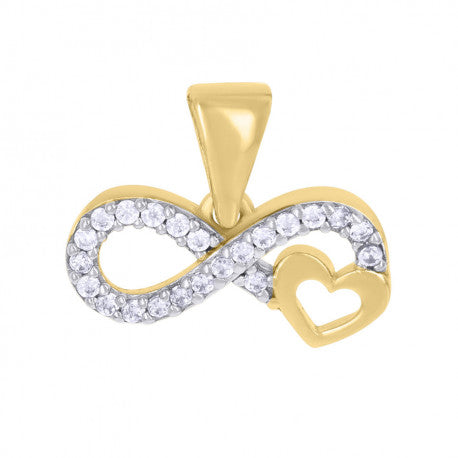 10kt Two-tone Gold Womens Cubic-Zirconia Love Symbol Infinity Heart Charm Pendant
