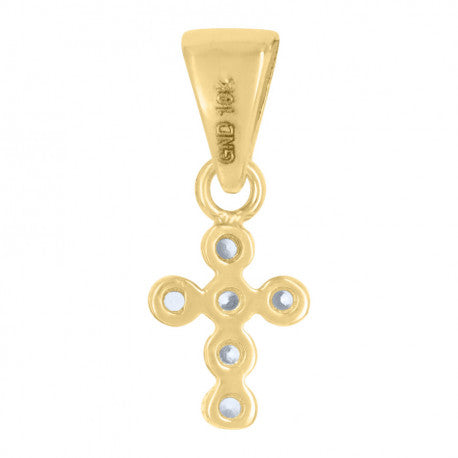 10kt Yellow Gold Womens Cubic-Zirconia Cross Religious Charm Pendant
