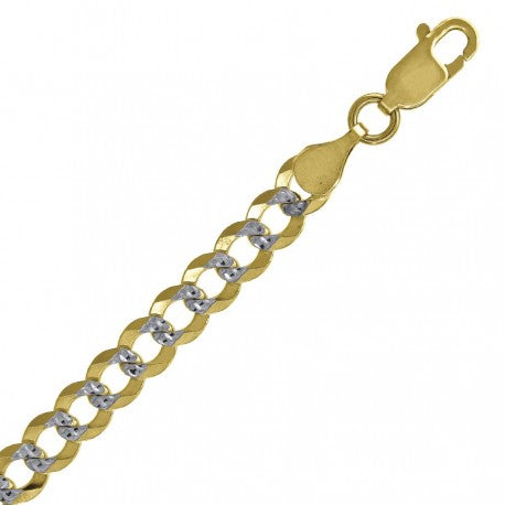 10kt Two-tone Gold Unisex Solid Pave Cuban Chain 4.7mm 18 To 24 Inches