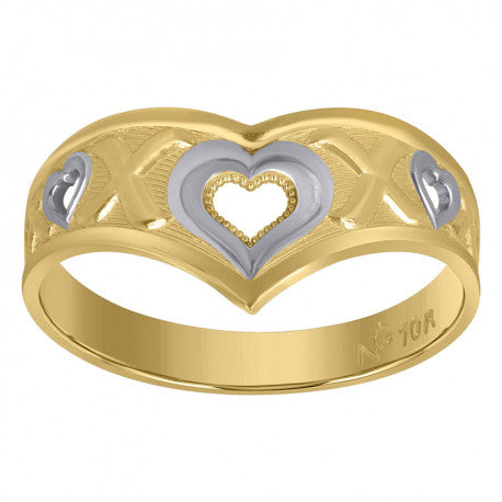 10kt Two-Tone Gold Womens Heart Love & Hearts Rings