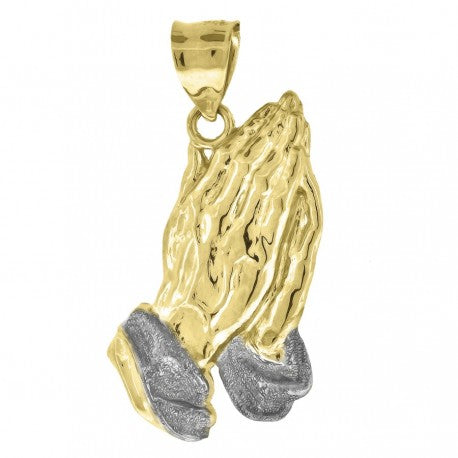 10kt Yellow Gold Mens Praying Hands Religious Charm Pendant