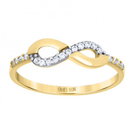 10kt Two-Tone Gold Womens Cubic-Zirconia Love Symbol Infinity Ring