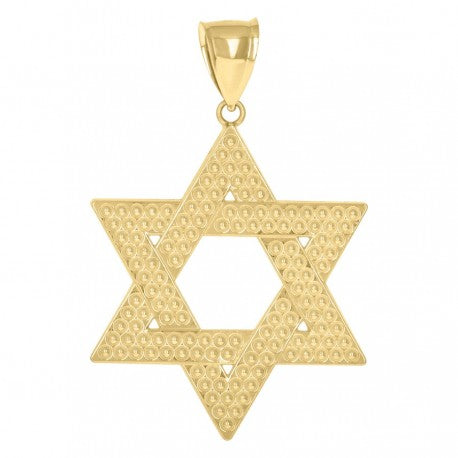 10kt Yellow Gold Mens Star Of David Religious Symbol Charm Pendant