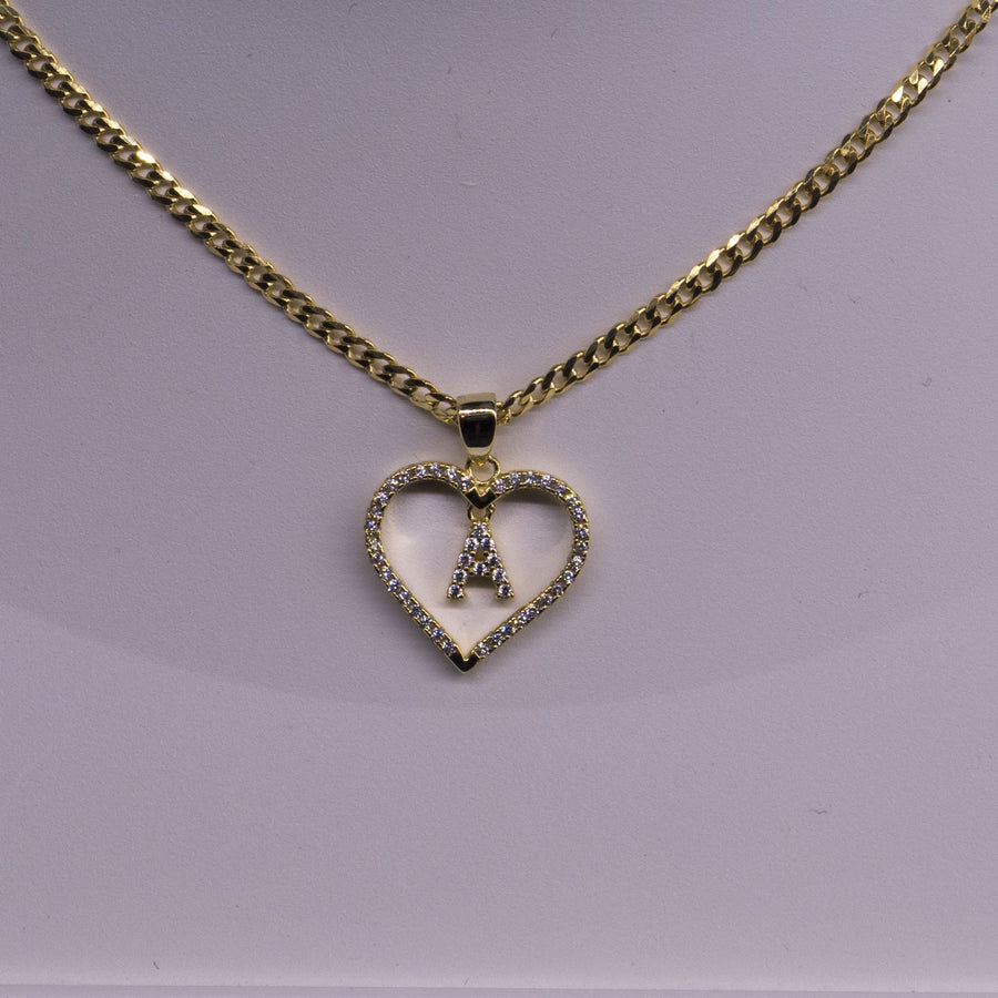 925 Silver Combo Complete Set 925 Silver Intial Heart Charm Pendant(Any Letter A-Z)+925 Silver 2mm Cuban Link Chain (Any Length) only $79.99!