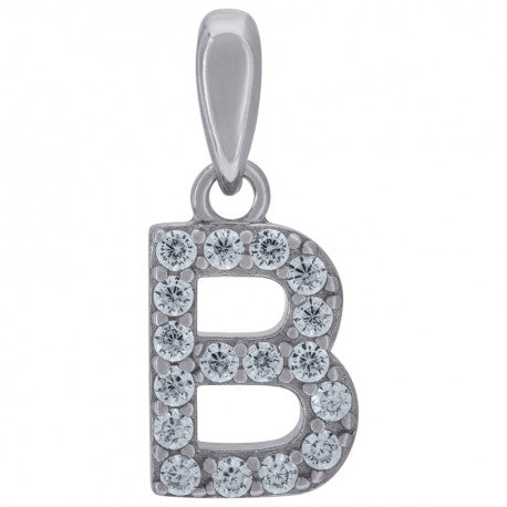 925 Solid Silver Unisex Micro Initial Charm Pendant (5A Round Cut CZ Stones) Alphabet Letters A-Z