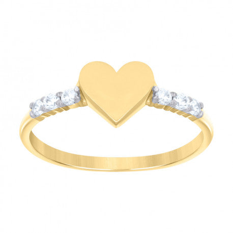 10kt Two-Tone Gold Womens Cubic-Zirconia Heart Ring