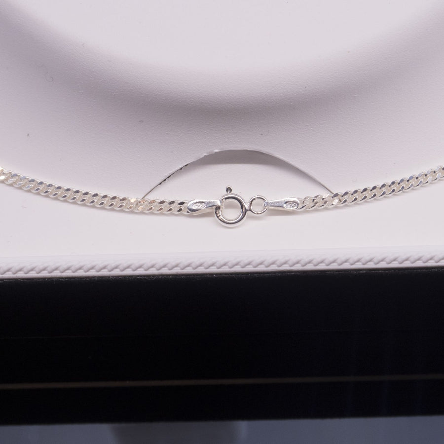 925 Silver White Initial Set 925 Silver Intial Heart Charm Pendant(Any Letter A-Z)+925 Silver 2mm Cuban Link Chain (Any Length) only $74.99 Entire Set!