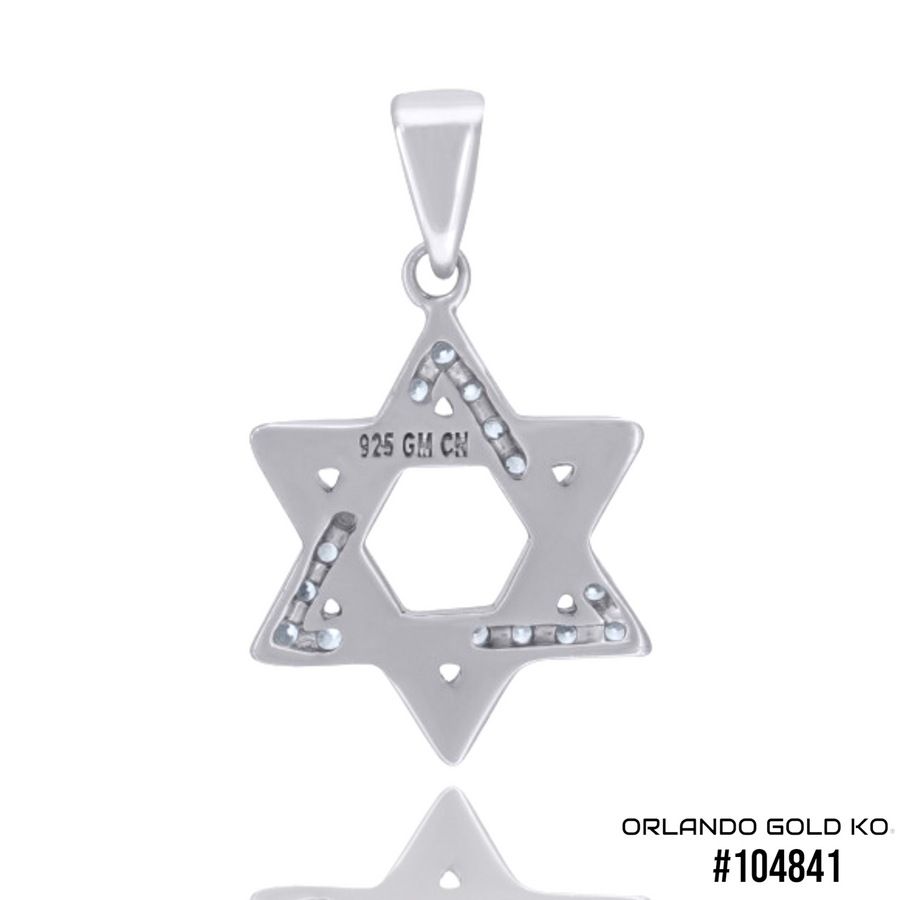 925 Solid Silver Unisex Cubic-Zirconia Star Of David Symbol Religious Charm Pendant #104841