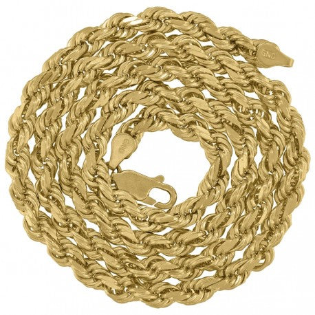 10kt Yellow Gold Solid Rope Chain 6mm 20 to 24 inches