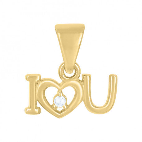 10kt Yellow Gold Womens Cubic-Zirconia I Love U Heart Charm Pendant