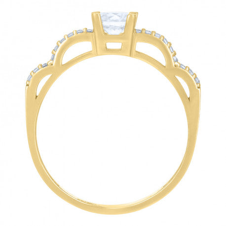 10kt Yellow Gold Womens Cubic-Zirconia Fashion Ring