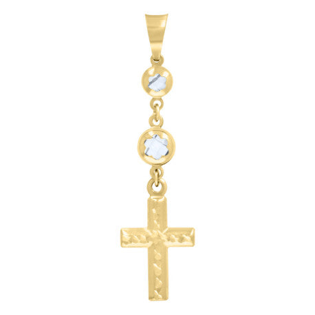 10kt Yellow Gold Womens Cubic-Zirconia Cross Religious Dangling Charm Pendant