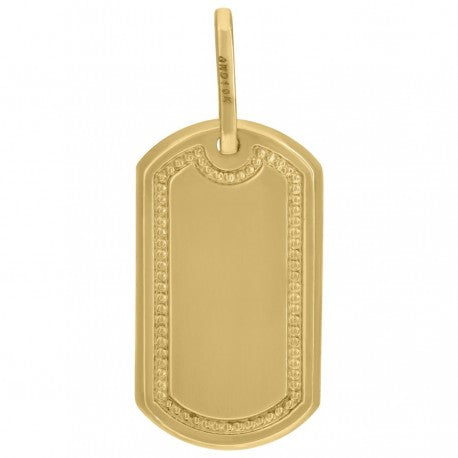 10kt Yellow Gold Mens Fashion Dog Tag Pendant