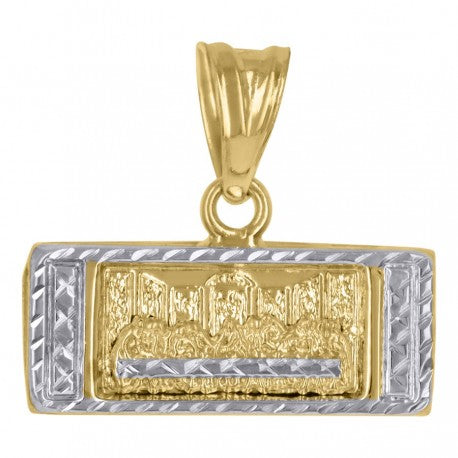 10kt Gold Two-Tone Diamond-Cut Mens Last Supper Religious Charm Pendant