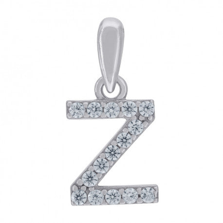 925 Solid Silver Unisex Micro Initial Charm Pendant (5A Round Cut CZ Stones) Alphabet Letters A-Z