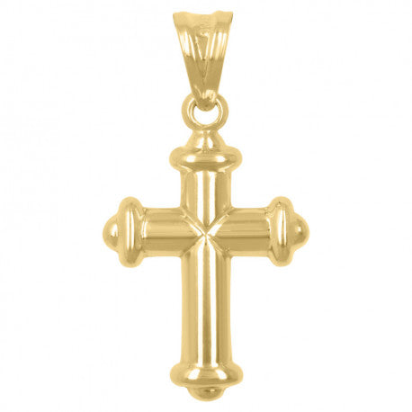 10kt Gold Two-Tone Diamond-Cut Unisex Cross Religious Charm Pendant