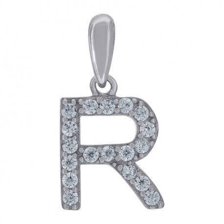 925 Solid Silver Unisex Micro Initial Charm Pendant (5A Round Cut CZ Stones) Alphabet Letters A-Z